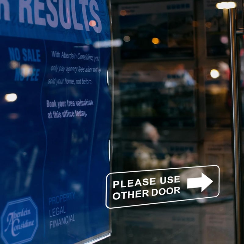 SnailGo Please Use Other Door for Business Sign 12x4 Inch Sticker Left Right Arrow Sticker Sign for Door Office Waterproof UV Proof Decal 4 Pack - Image 5